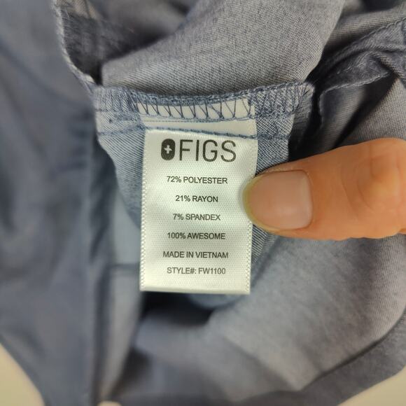 Figs Casma Scrub Top Womens XS Heather Denim Gray V-Neck Pockets Short Sleeve 66 - Picture 7 of 8